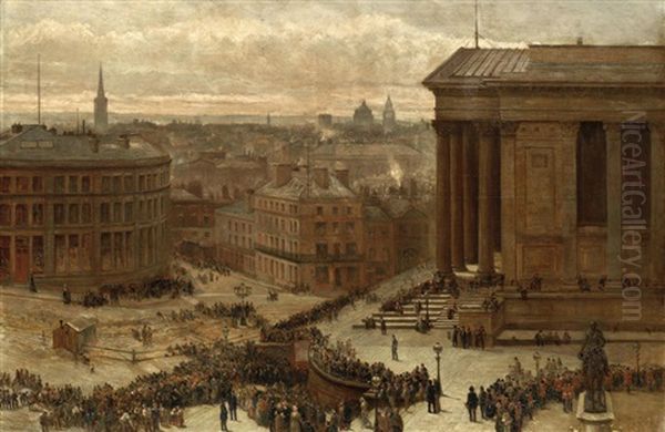A Crowd Outside St George's Hall, Liverpool - view 1