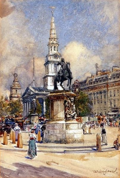 Trafalgar Square, With Charles I Momument - view 1