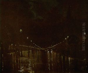 London Street At Night by Albert Henry Fullwood