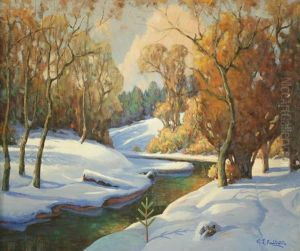 Winter Landscape With Forest And Creek Winter Landscape With Forest And Creek