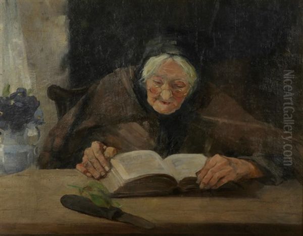 Elderly Woman Reading - view 1