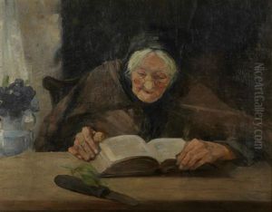 Elderly Woman Reading by David Fulton