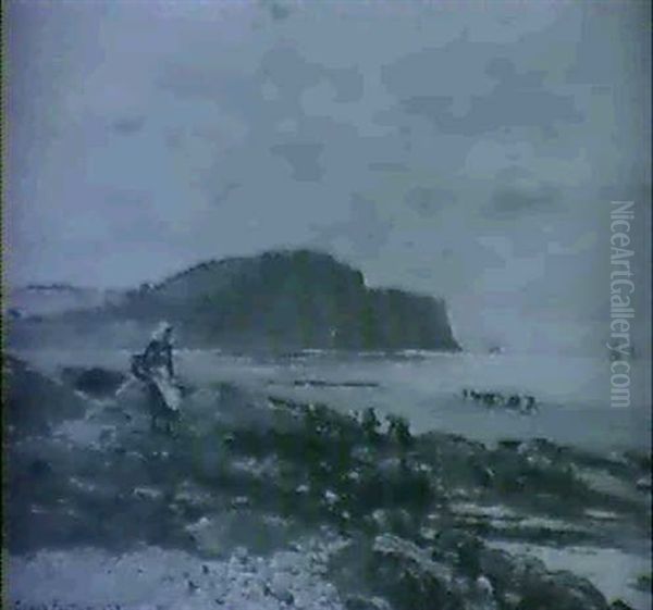 Scottish Coastal Scene With Fishergirl And Other Figures - view 1