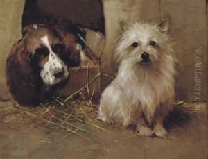 A Spaniel And A Cairn Terrier by Samuel Fulton