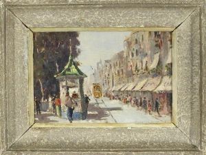 Blick In Eine Belebte Strase Von Napoli Mit Strasenbahn by Vincenzo Funiciello
