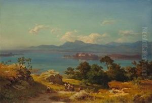 Blick Auf Den Chiemsee Mit Der Insel Herrenchiemsee