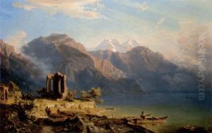 Gotische Klosterruinen Am Ufer Eines Gebirgsees