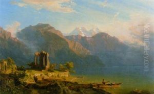 Gotische Klosterruine Am Ufer Eines Gebirgssees