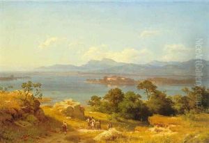 Blick Auf Den Chiemsee Mit Der Insel Herrenchiemsee