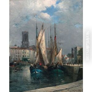 Port De La Rochelle by Albert Tibule Furcy De Lavault