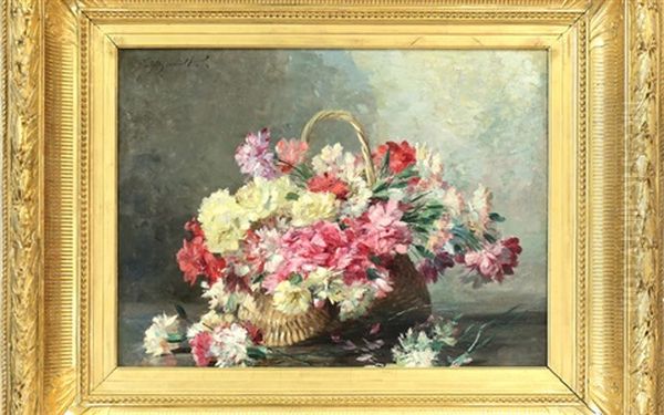 Flowers In A Straw Basket - view 1