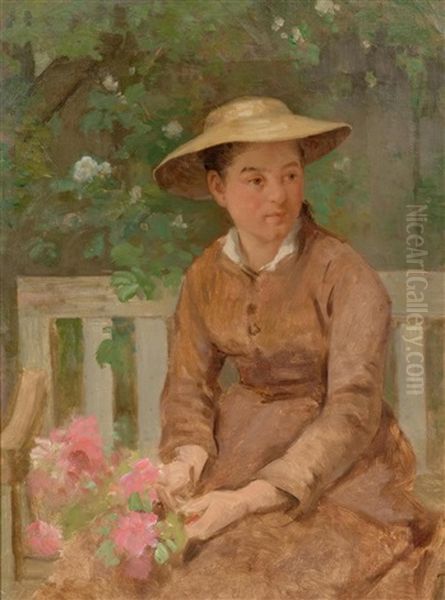 Young Lady On A Park Bench - view 1