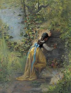 Junge Frau Mit Blumenkorb Junge Frau Mit Blumenkorb