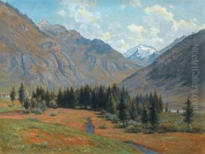 Savoyische Landschaft Mit Blick Auf Den Mont-blanc by Francois Furet