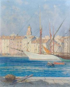 Hafenpartie Mit Schiffen Vor St-tropez Hafenpartie Mit Schiffen Vor St-tropez