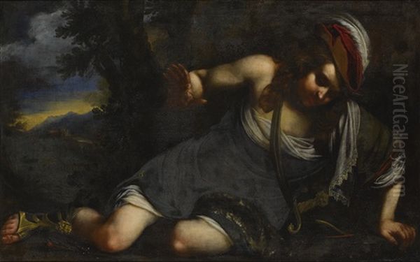 Narcissus With A Mountainous Landscape Beyond - view 1