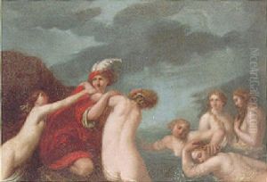 Telemachus Detained By Calypso And Her Nymphs by Francesco Furini