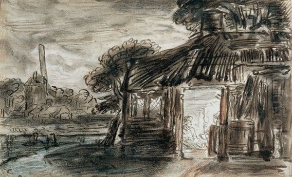 Nachtliche Landschaft Mit Einem Bauernhaus - view 1