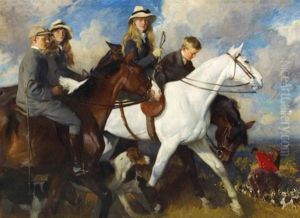 With The York And Ainsty - The Children Of Mr Edward Lycett Green, M.f.h. by Charles Wellington Furse