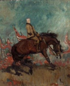 Equestrian Portrait Of Field-marshall Earl Roberts by Charles Wellington Furse