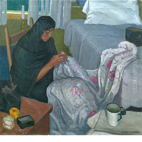 New Mexican Woman Sewing - view 1