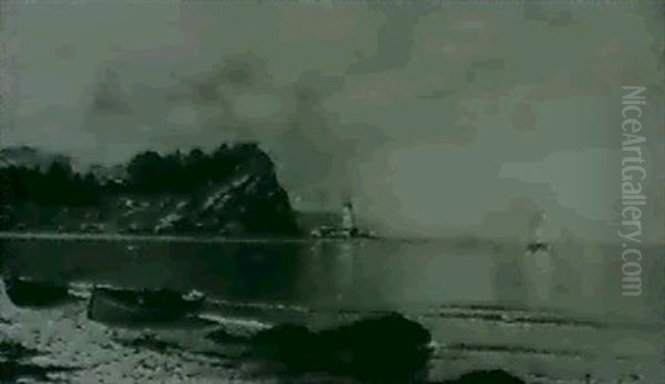 A Lighthouse Off A Coast - view 1