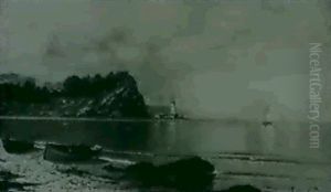 A Lighthouse Off A Coast by Edmund Fuerst