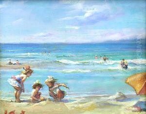 Children At The Beach by Pierre Leonce Furst