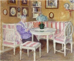 Reading Hour In A White Salon by Dagmar Furuhjelm