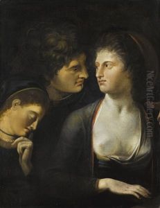 Lysander With Helena And Hermia, From A Midsummer Night"s Dream