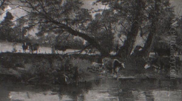 Cows By A Stream And Meadow - view 1