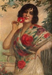 Joven Con Manton Y Clavel by Antonio Torres Fuster
