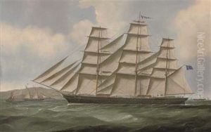 The Clipper "john R. Worcester" Outward-bound From The Clyde Passing Pladda Island