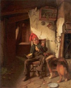 Genreszene. Bauernknabe Ermahnt Bettelnden Hund by William Baxter Collier Fyfe