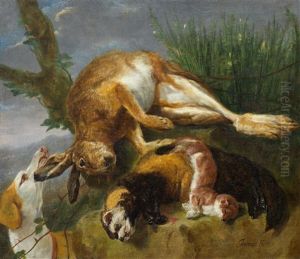 Jagdstillleben Mit Einem Hund, Einem Hasen Und Einem Marder Jagdstillleben Mit Einem Hund, Einem Hasen Und Einem Marder