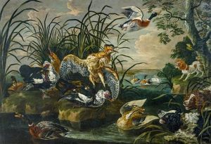Jagdhunde Bedrangen Enten Und Rohrdommeln An Einem Weiher by Jan Fyt
