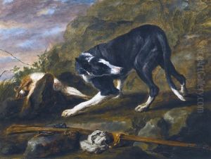 A Hound With A Rabbit And A Musket In A Landscape