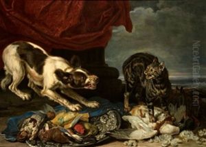 Bodegon Con Perro, Gato Y Presas by Jan Fyt