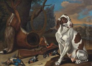 A Hound With A Hare; Two Hounds And Game Under A Tree; A Hound With A Fox And Duck; And A Hound With A Fox, Hunting Horn And Game, Under A Tree (4 Works) by Jan Fyt
