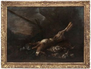 A Hare, Partridge, Woodcock, Pigeon, And Other Birds, In A Landscape With Gun Propped In A Tree Stump