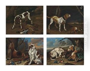 A Hound With A Hare; Two Hounds And Game Under A Tree; A Hound With A Fox And Duck; And A Hound With A Fox, Hunting Horn And Game, Under A Tree (4 Works) by Jan Fyt