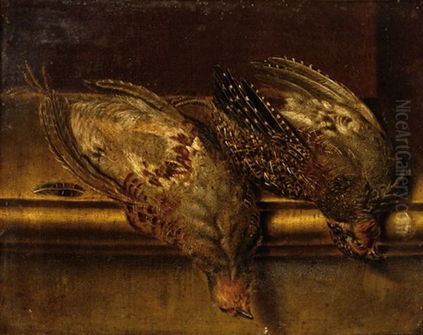 Two Dead Partridges On A Plinth - view 1