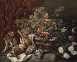 Grapes And Apricots In A Porcelain Bowl by Jan Fyt