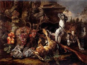 Deux Chiens Surveillant Un Trophee De Chasse by Jan Fyt