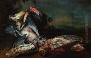 Dead Songbirds, A Jay And A Snipe On A Bank