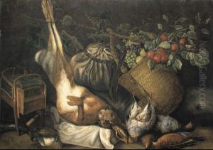 Natura Morta Di Caccia Con Cesto Di Frutta