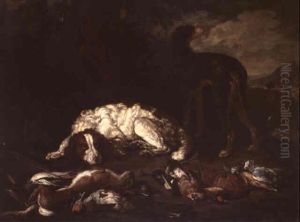 Chiens De Chasse Et Gibier Dans Un Paysage by Jan Fyt