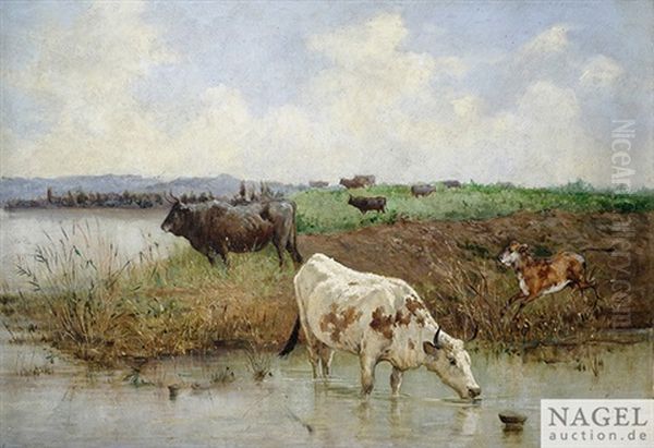 Fluslandschaft Mit Kuhherde - view 1