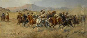 Arab Warriors At Full Charge by Giuseppe Gabani
