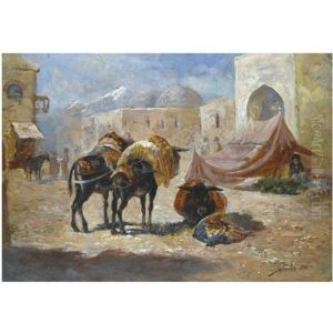 Donkeys At Rest by Georgy Gabashvili